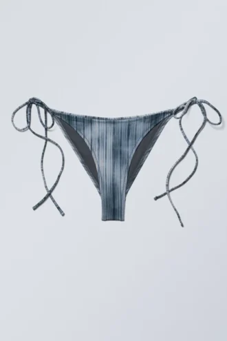 Braguita de bikini estampada con tiras – Rayas azul oscuro