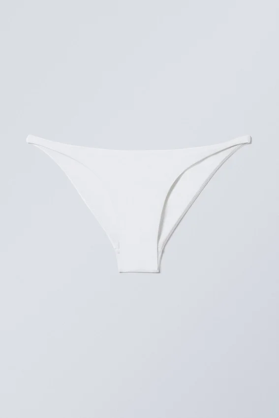 Braguita de bikini lisa de talle bajo – Blanco Braguita de bikini lisa de talle bajo – Blanco