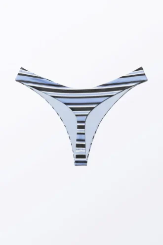 Braguita de bikini tipo tanga en forma de V – Rayas azules