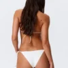 Braguita tanga de bikini con lazos de concha – Blanca Braguita tanga de bikini con lazos de concha – Blanca