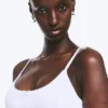 Bralette con escote redondeado y punto calado – Blanco
