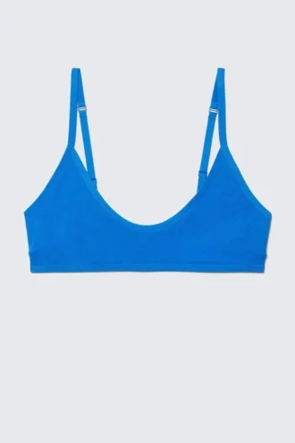 Bralette de algodón con cuello redondo Inez – Azul brillante