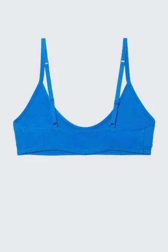 Bralette de algodón con cuello redondo Inez – Azul brillante
