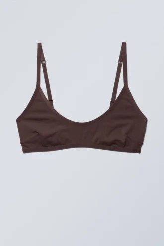 Bralette de algodón con cuello redondo Inez – Ciruela oscuro