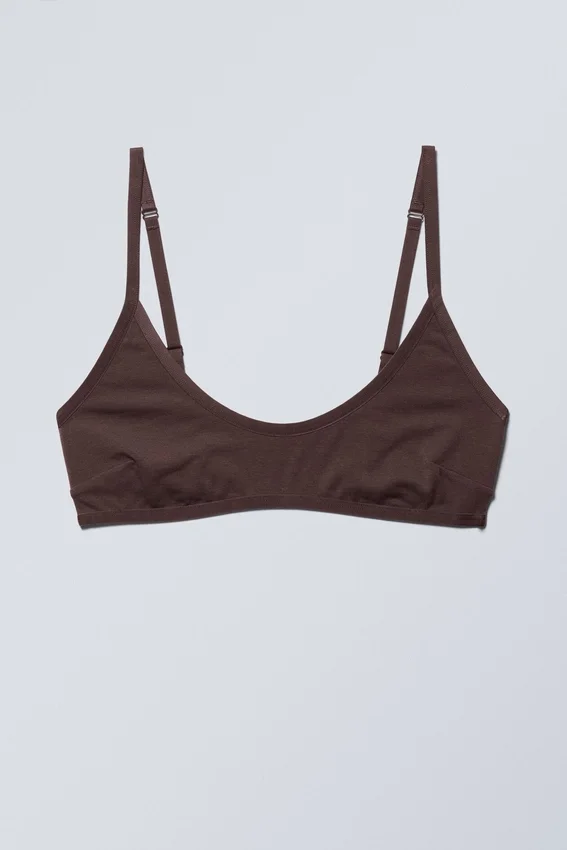 Bralette de algodón con cuello redondo Inez – Ciruela oscuro Bralette de algodón con cuello redondo Inez – Ciruela oscuro