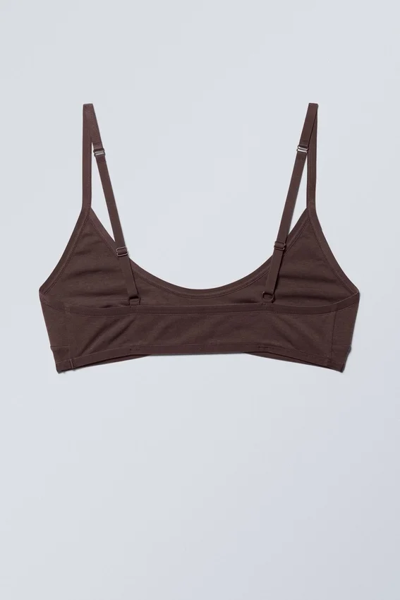Bralette de algodón con cuello redondo Inez – Ciruela oscuro Bralette de algodón con cuello redondo Inez – Ciruela oscuro