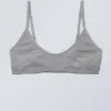 Bralette de algodón con cuello redondo Inez – Gris jaspeado Bralette de algodón con cuello redondo Inez – Gris jaspeado
