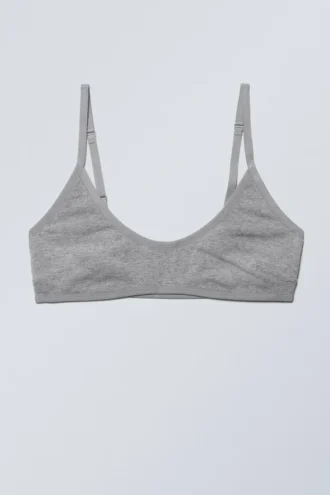 Bralette de algodón con cuello redondo Inez – Gris jaspeado