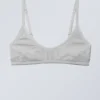 Bralette de algodón con cuello redondo Inez – Gris jaspeado Bralette de algodón con cuello redondo Inez – Gris jaspeado