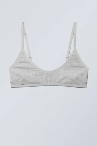 Bralette de algodón con cuello redondo Inez – Gris jaspeado