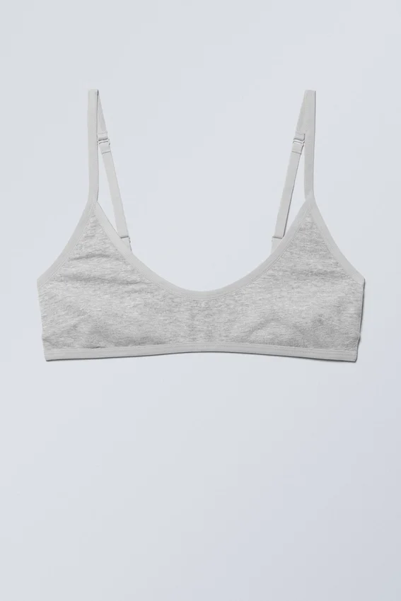 Bralette de algodón con cuello redondo Inez – Gris jaspeado Bralette de algodón con cuello redondo Inez – Gris jaspeado