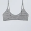 Bralette de algodón con cuello redondo Inez – Gris jaspeado Bralette de algodón con cuello redondo Inez – Gris jaspeado