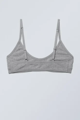 Bralette de algodón con cuello redondo Inez – Gris jaspeado