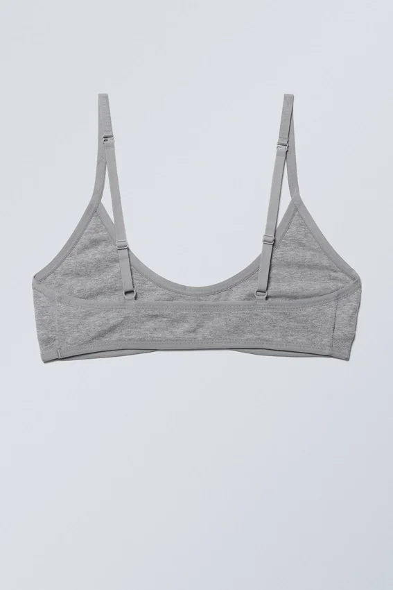 Bralette de algodón con cuello redondo Inez – Gris jaspeado Bralette de algodón con cuello redondo Inez – Gris jaspeado