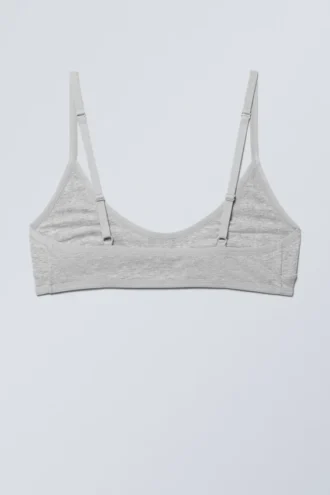 Bralette de algodón con cuello redondo Inez – Gris jaspeado