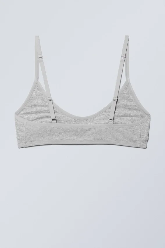 Bralette de algodón con cuello redondo Inez – Gris jaspeado Bralette de algodón con cuello redondo Inez – Gris jaspeado