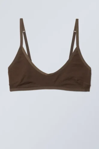 Bralette de algodón con escote redondeado Inez – Marrón oscuro