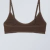 Bralette de algodón con escote redondeado Inez – Marrón oscuro Bralette de algodón con escote redondeado Inez – Marrón oscuro