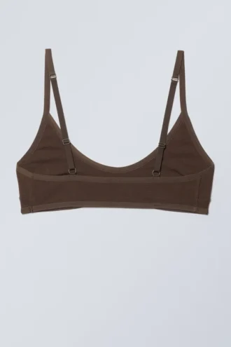 Bralette de algodón con escote redondeado Inez – Marrón oscuro
