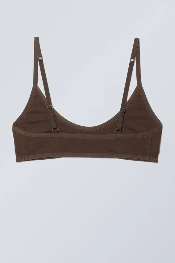 Bralette de algodón con escote redondeado Inez – Marrón oscuro Bralette de algodón con escote redondeado Inez – Marrón oscuro