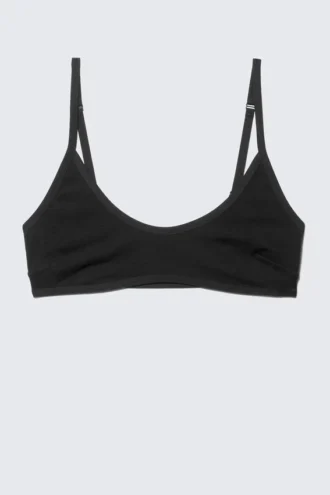 Bralette de algodón con escote redondeado Inez – Negro