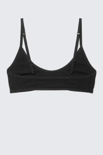 Bralette de algodón con escote redondeado Inez – Negro