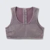 Bralette de denim corto con cremallera trasera – Lila lavado