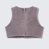 Bralette de denim corto con cremallera trasera – Lila lavado