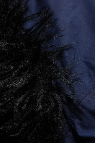 Bufanda con capucha de piel sintética – Azul oscuro