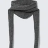 Bufanda con capucha y lazos de punto – Gris oscuro jaspeado