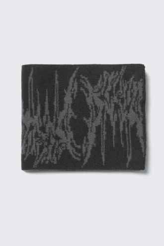 Bufanda de punto jacquard de doble capa – Negro