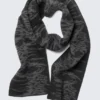 Bufanda de punto jacquard de doble capa – Negro