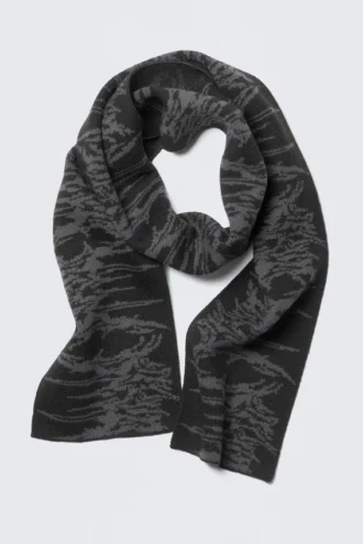 Bufanda de punto jacquard de doble capa – Negro