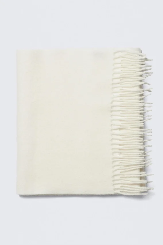 Bufanda larga de lana tejida – Blanca Bufanda larga de lana tejida – Blanca