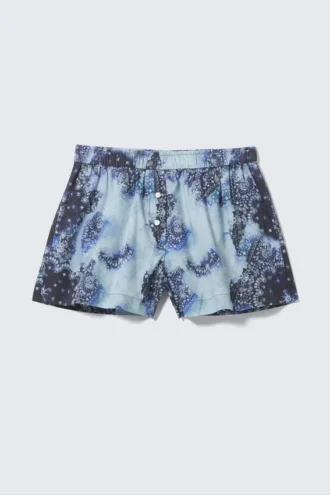 Bóxers de algodón de corte holgado – Estampado de cachemira azul