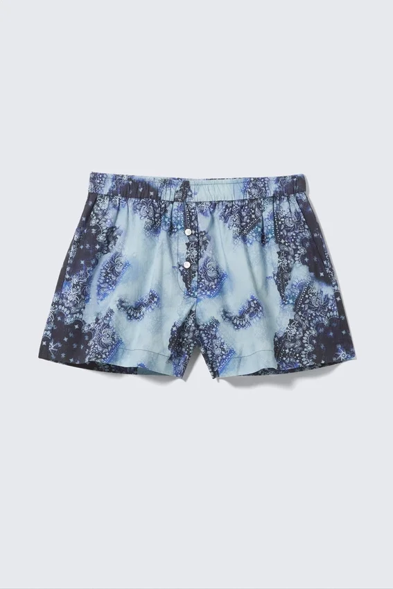 Bóxers de algodón de corte holgado – Estampado de cachemira azul Bóxers de algodón de corte holgado – Estampado de cachemira azul