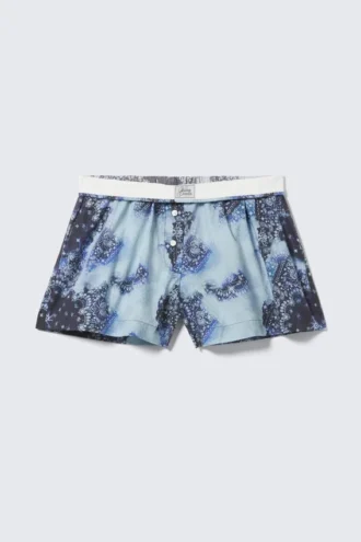 Bóxers de algodón de corte holgado – Estampado de cachemira azul