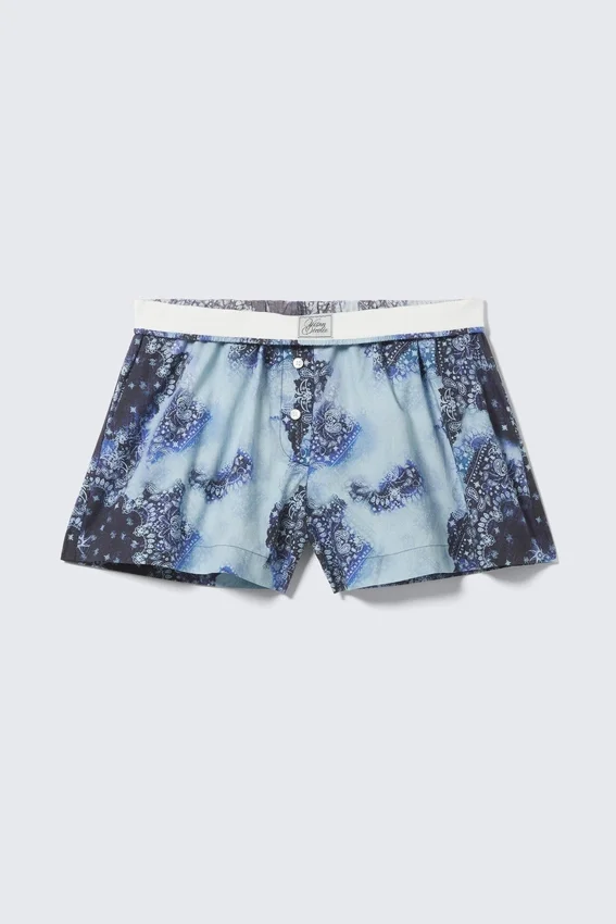 Bóxers de algodón de corte holgado – Estampado de cachemira azul Bóxers de algodón de corte holgado – Estampado de cachemira azul