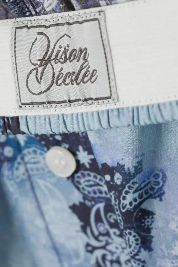 Bóxers de algodón de corte holgado – Estampado de cachemira azul Bóxers de algodón de corte holgado – Estampado de cachemira azul