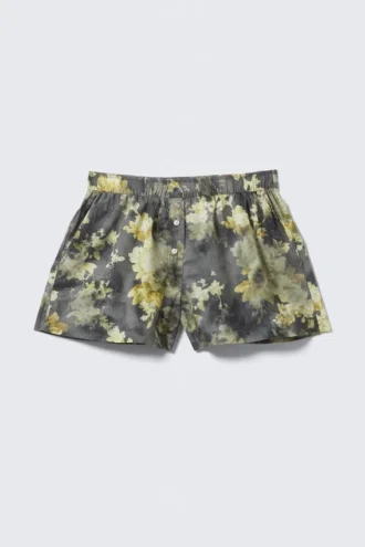 Bóxers de algodón holgados – Gris oscuro – Estampado floral desgastado