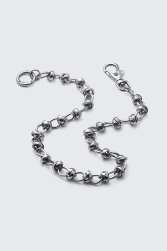 Cadena para pantalones con eslabones gruesos anudados – Plata