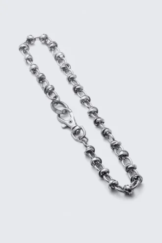 Cadena para pantalones con eslabones gruesos anudados – Plata