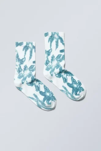 Calcetines con estampado deportivo – Flor azul