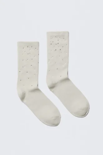 Calcetines con pedrería – Blanco roto