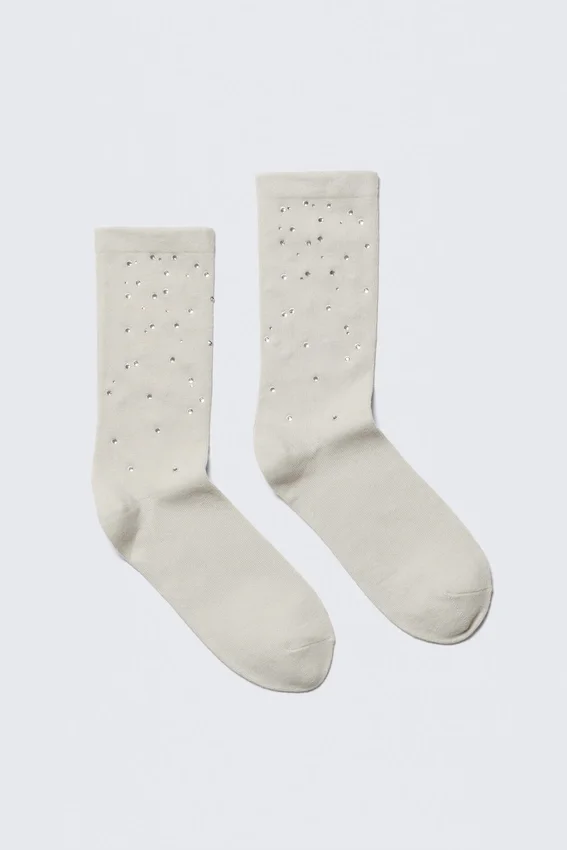 Calcetines con pedrería – Blanco roto Calcetines con pedrería – Blanco roto