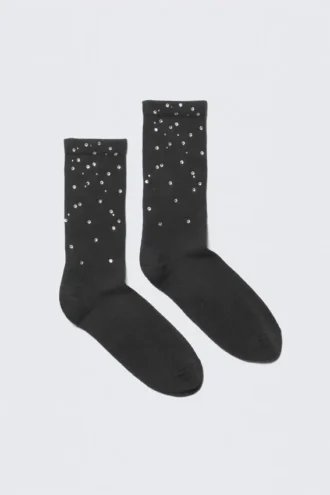 Calcetines con pedrería – Gris oscuro