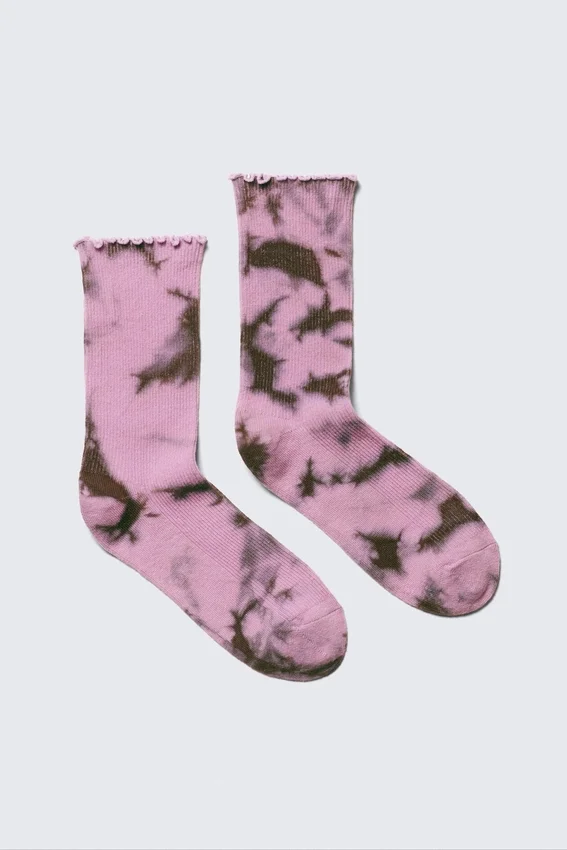Calcetines cortos con volantes y efecto tie-dye – Rosa tie-dye Calcetines cortos con volantes y efecto tie-dye – Rosa tie-dye