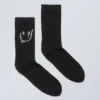 Calcetines de algodón con pedrería – Pedrería negra y sonrisa goteante Calcetines de algodón con pedrería – Pedrería negra y sonrisa goteante