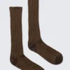 Calcetines de caña media con canalé grueso – Marrón oscuro jaspeado Calcetines de caña media con canalé grueso – Marrón oscuro jaspeado