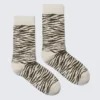 Calcetines de caña media con jacquard – Beige – Rayas de tigre Calcetines de caña media con jacquard – Beige – Rayas de tigre